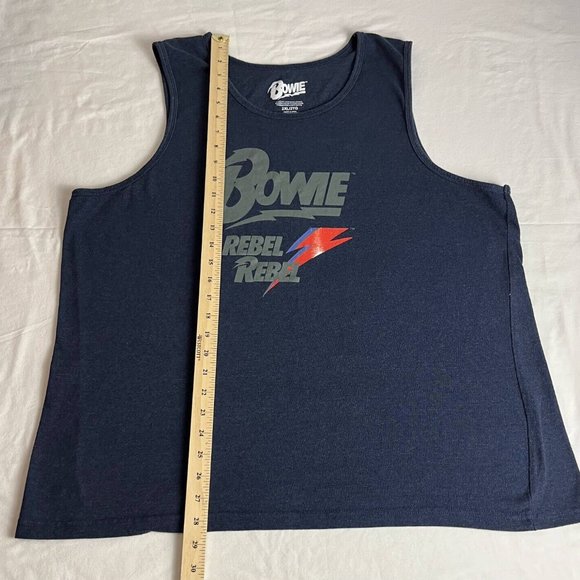 David Bowie Tank Top Men Size 2XL Blue Cotton Blend Rebel Rebel Heroes Crew Neck - Picture 3 of 7
